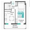 Квартира, 1 комн., пл. 38 кв.м., 7/9 эт.,  код: 461906